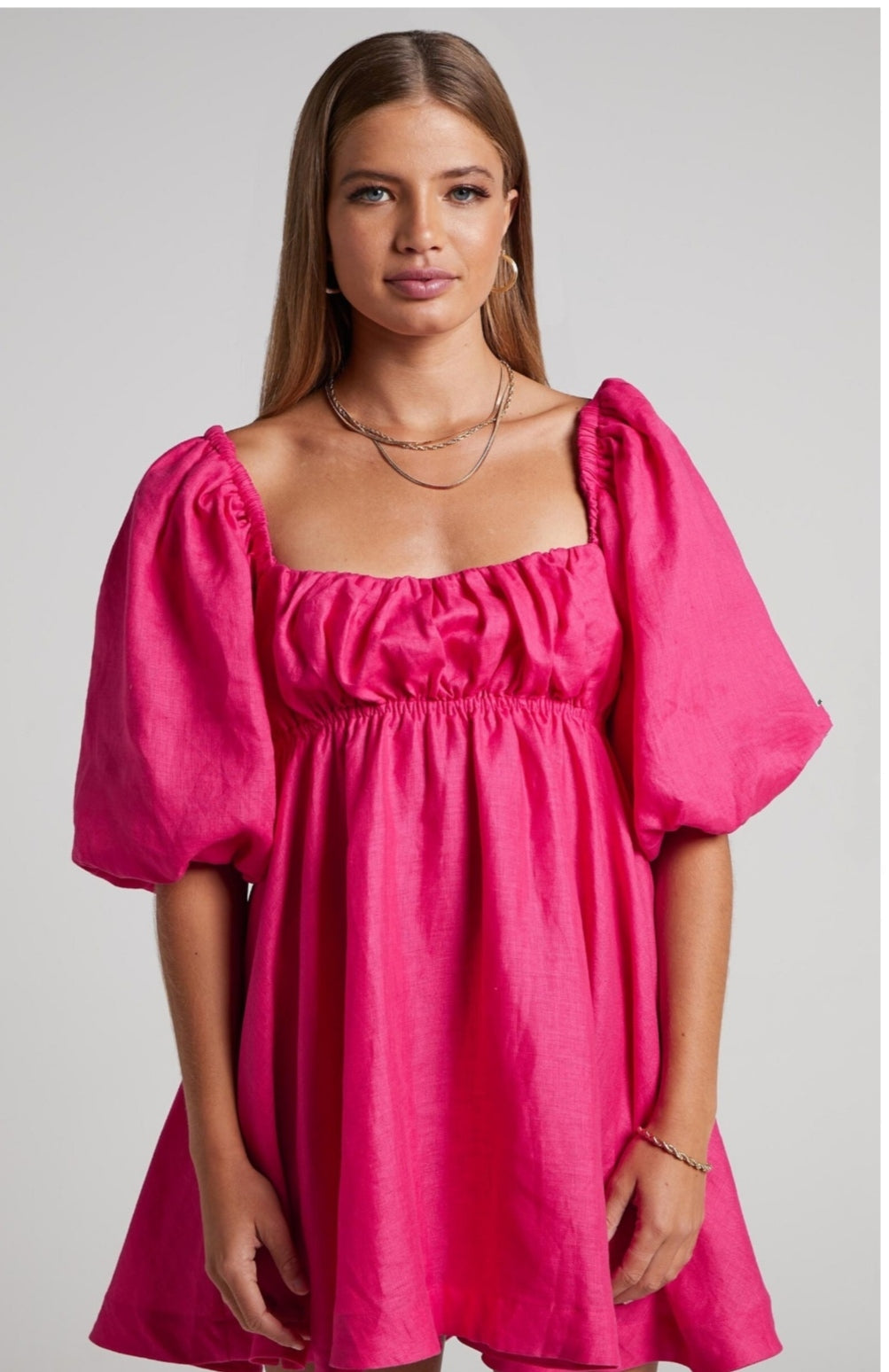 All That You Wish For Tie Back Puff Sleeve Dress