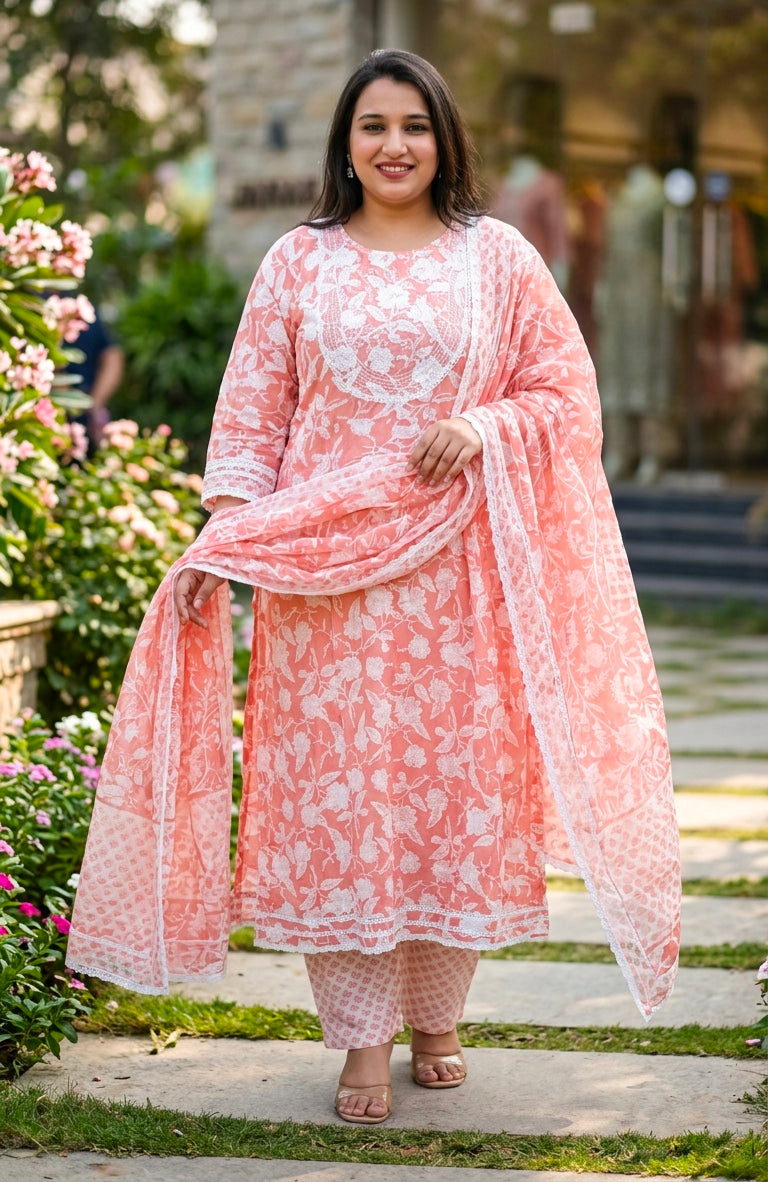 Peach Blossom Cotton Suit Set