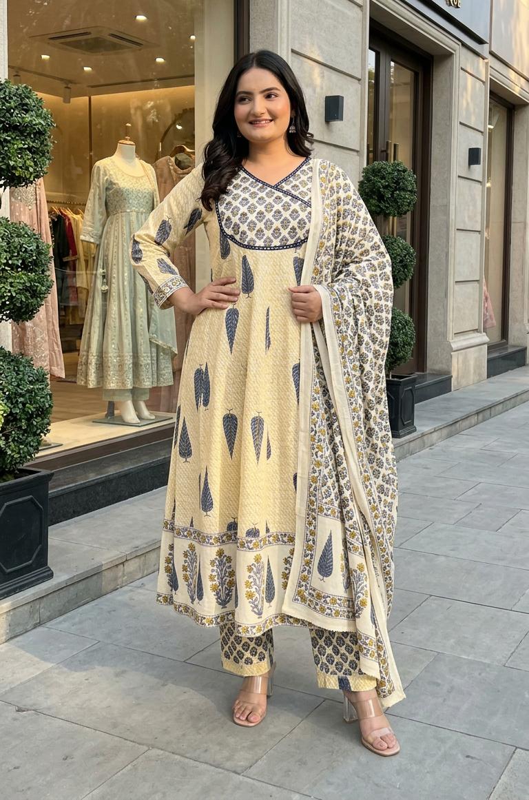 Ivory Bloom Anarkali Suit Set