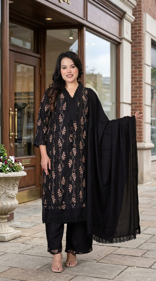 Noir Flora Lace Suit Set