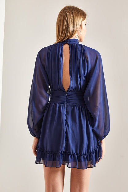 Midnight Blue Gathered Dress