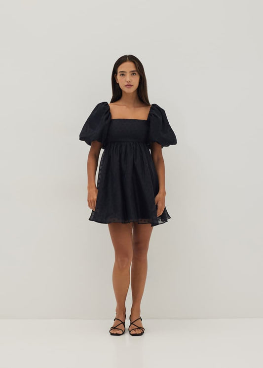 Dreamy black tie back swing dress