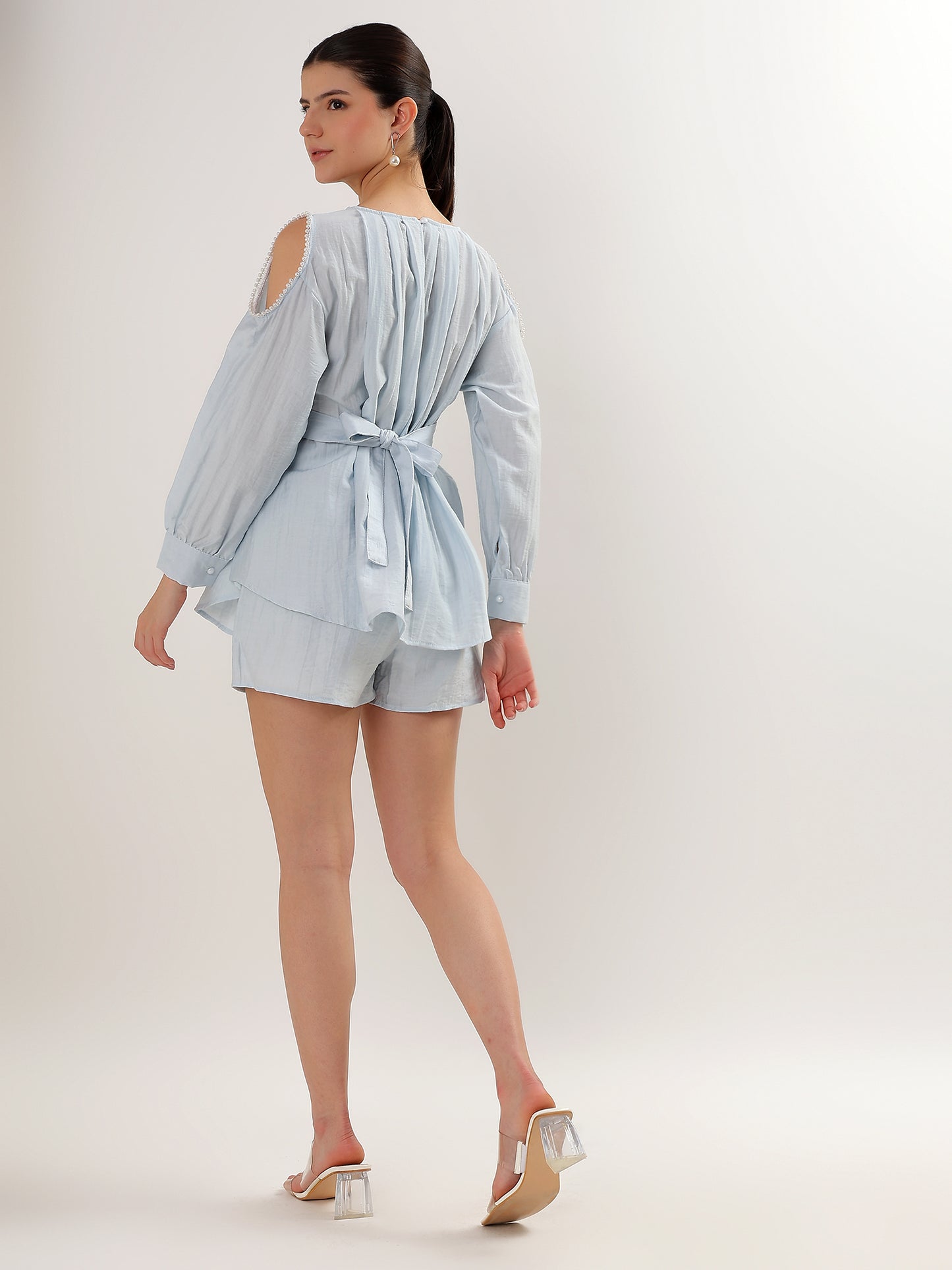 Ivory Cold-Shoulder Set (TOP+BOTTOM)