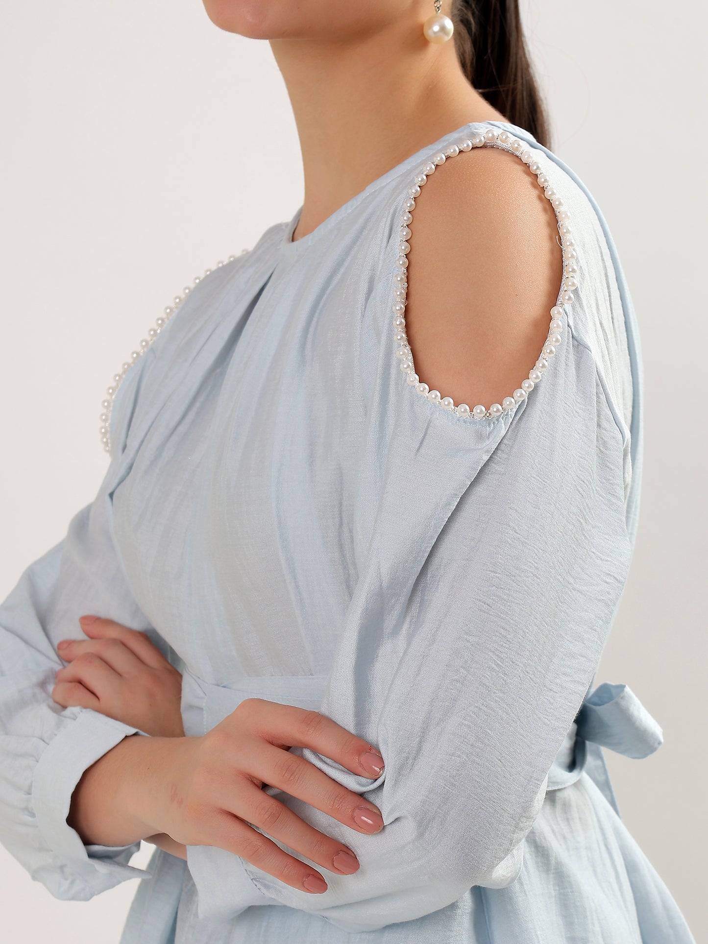 Ivory Cold-Shoulder Set (TOP+BOTTOM)