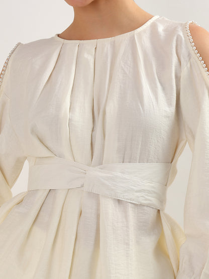 Ivory Cold-Shoulder Set (TOP+BOTTOM)