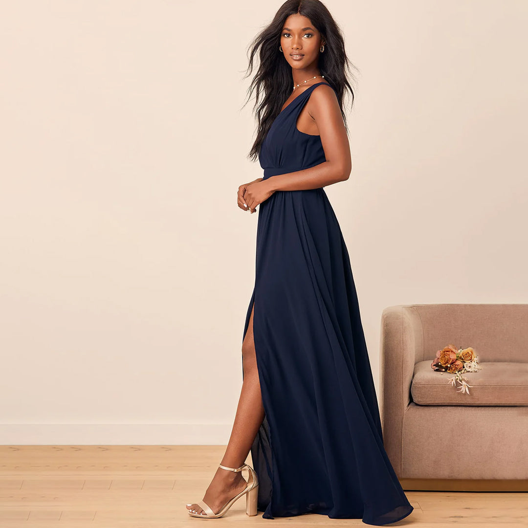 Thoughts of hue shop navy blue surplice maxi