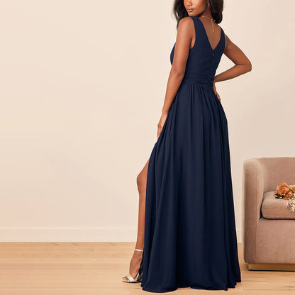 Thoughts of Hue Navy Blue Surplice Maxi Dress