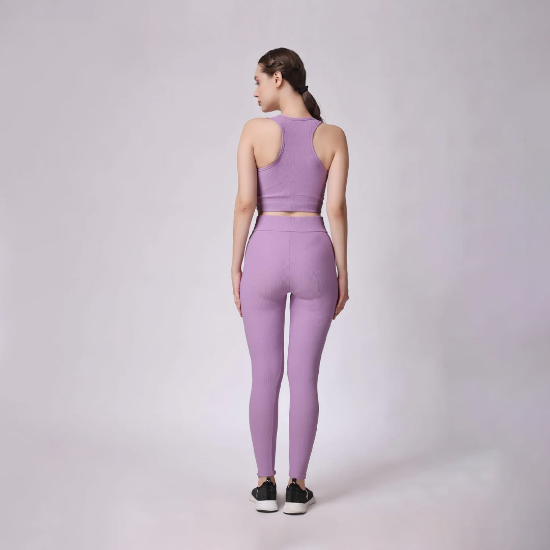 Vibrant and Stylish: Purple Active-Wear Workout Crop Top & Jogger Combo Set for Your Fitness Journey