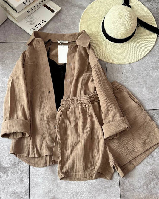 Zora Cotton Shirt Suit (Top+Bottom)