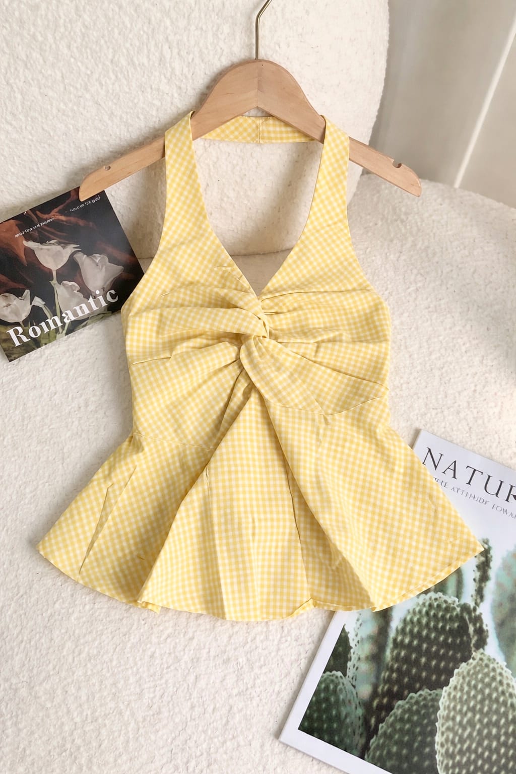 Sunny Gingham Halter Peplum Top – Summer Chic Style