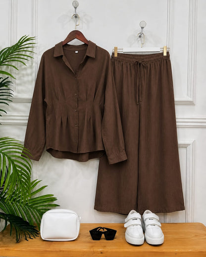 Mocha Elegance Co-Ord Set (TOP+BOTTOM)