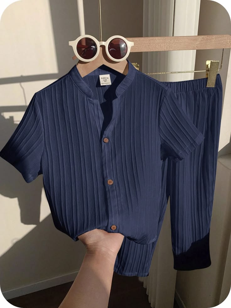 Boys’ Stylish Pleated Shirt & Pants Set