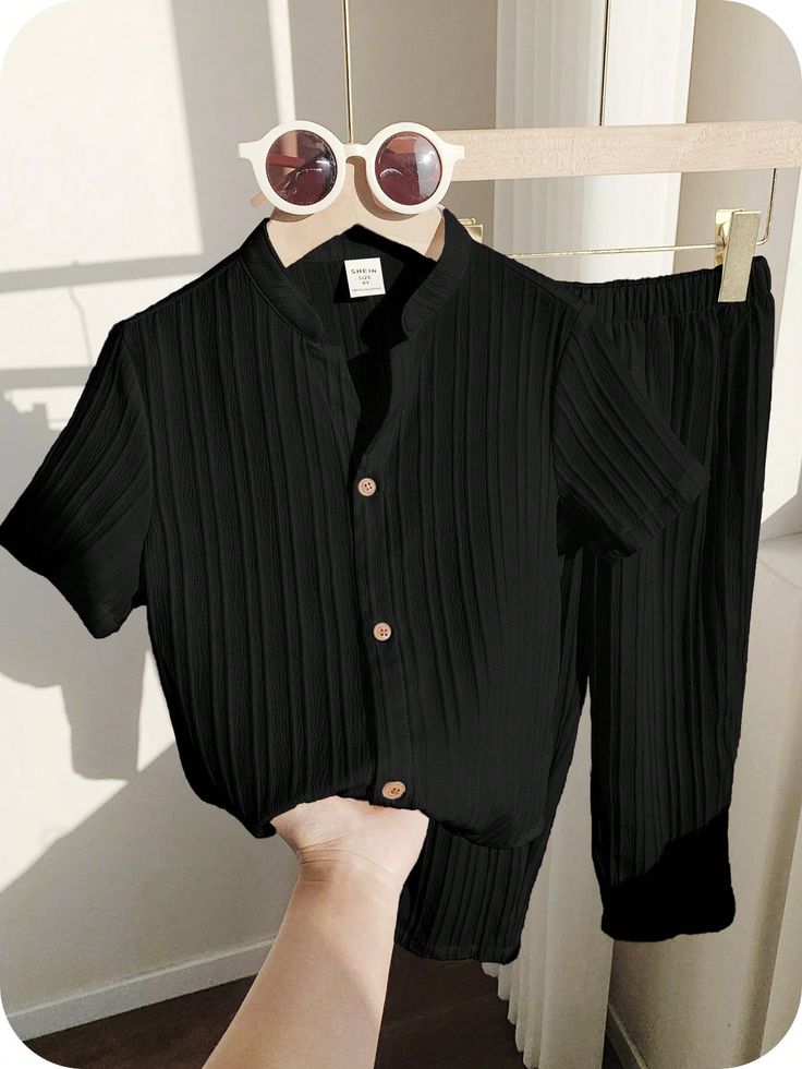 Boys’ Stylish Pleated Shirt & Pants Set