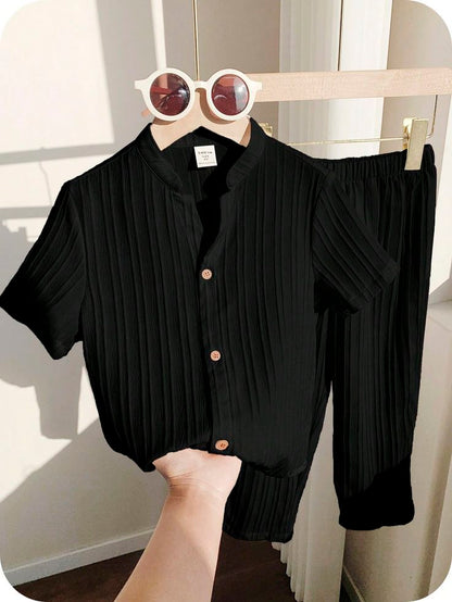Boys’ Stylish Pleated Shirt & Pants Set