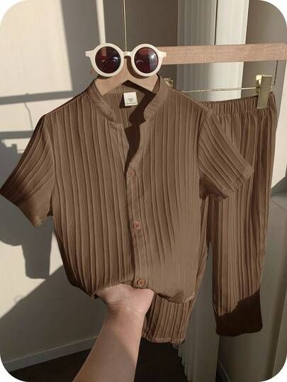 Boys’ Stylish Pleated Shirt & Pants Set