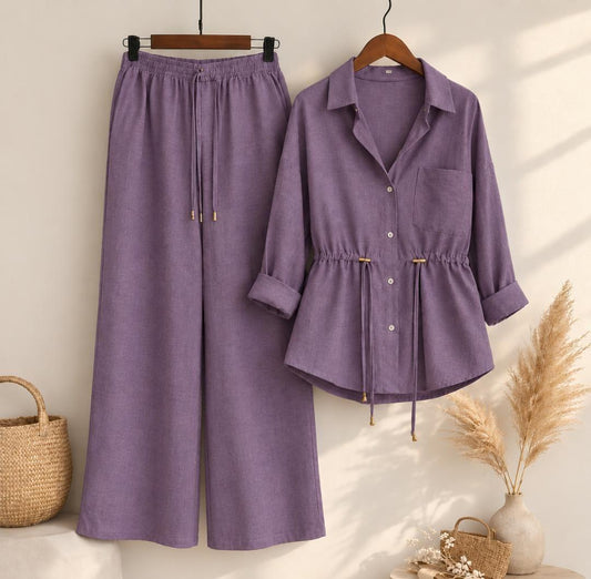 Luxe Purple Breeze Two-Piece Co-Ord Set