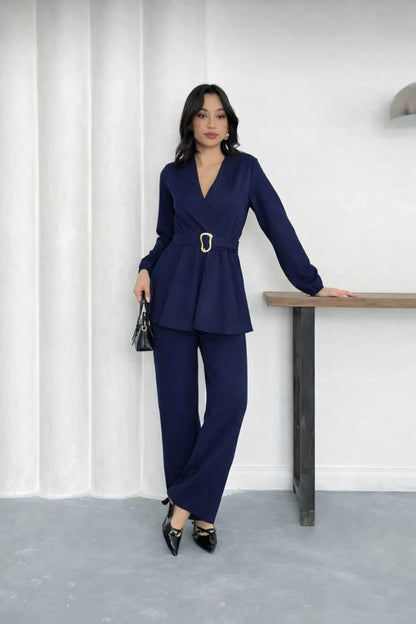 Velora Belted Peplum Co-Ord Set – Elegant 2 Piece Outfit