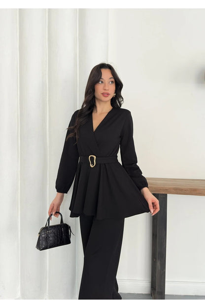 Velora Belted Peplum Co-Ord Set – Elegant 2 Piece Outfit