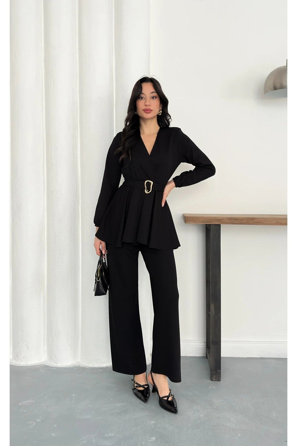 Velora Belted Peplum Co-Ord Set – Elegant 2 Piece Outfit