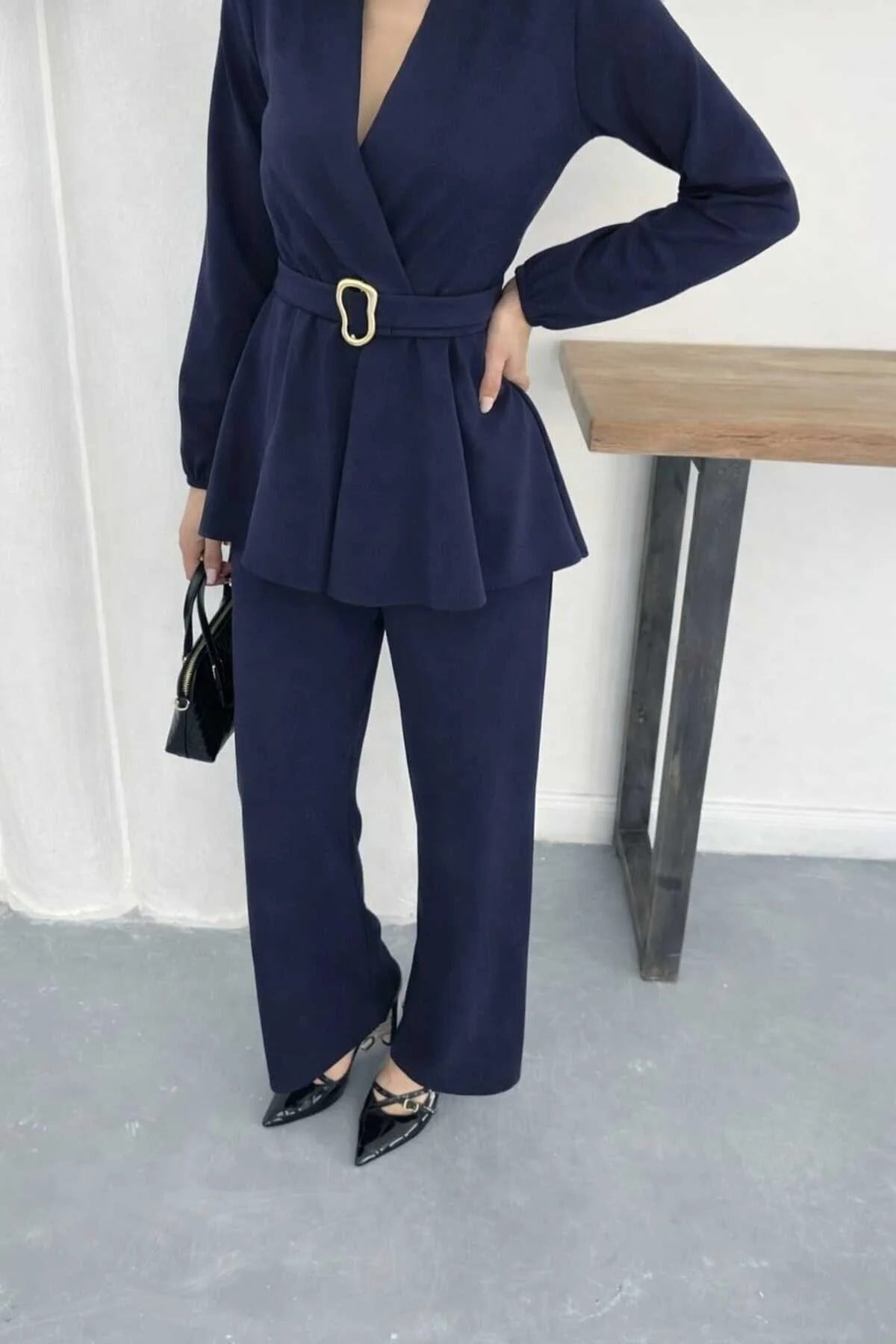 Velora Belted Peplum Co-Ord Set – Elegant 2 Piece Outfit