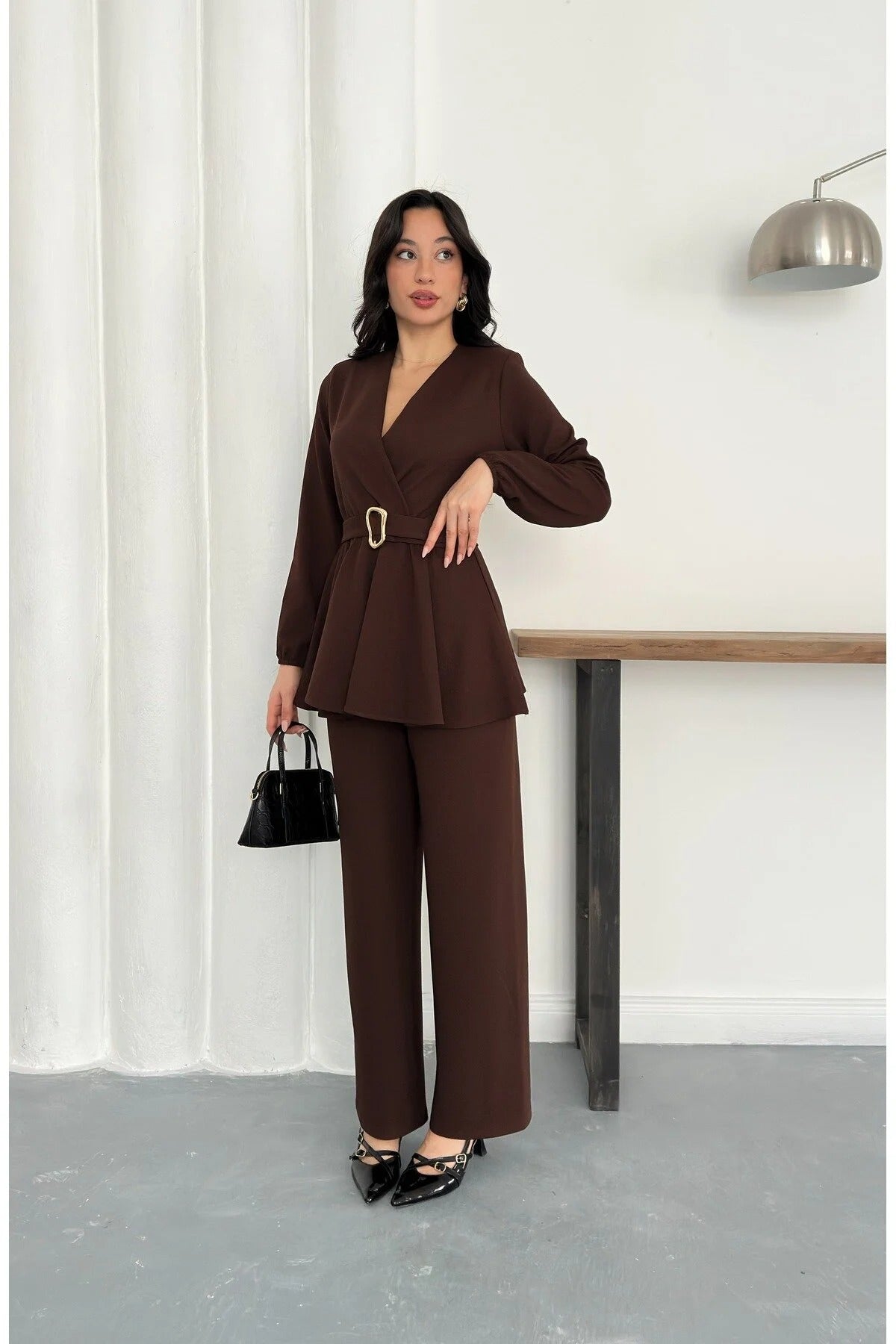Velora Belted Peplum Co-Ord Set – Elegant 2 Piece Outfit