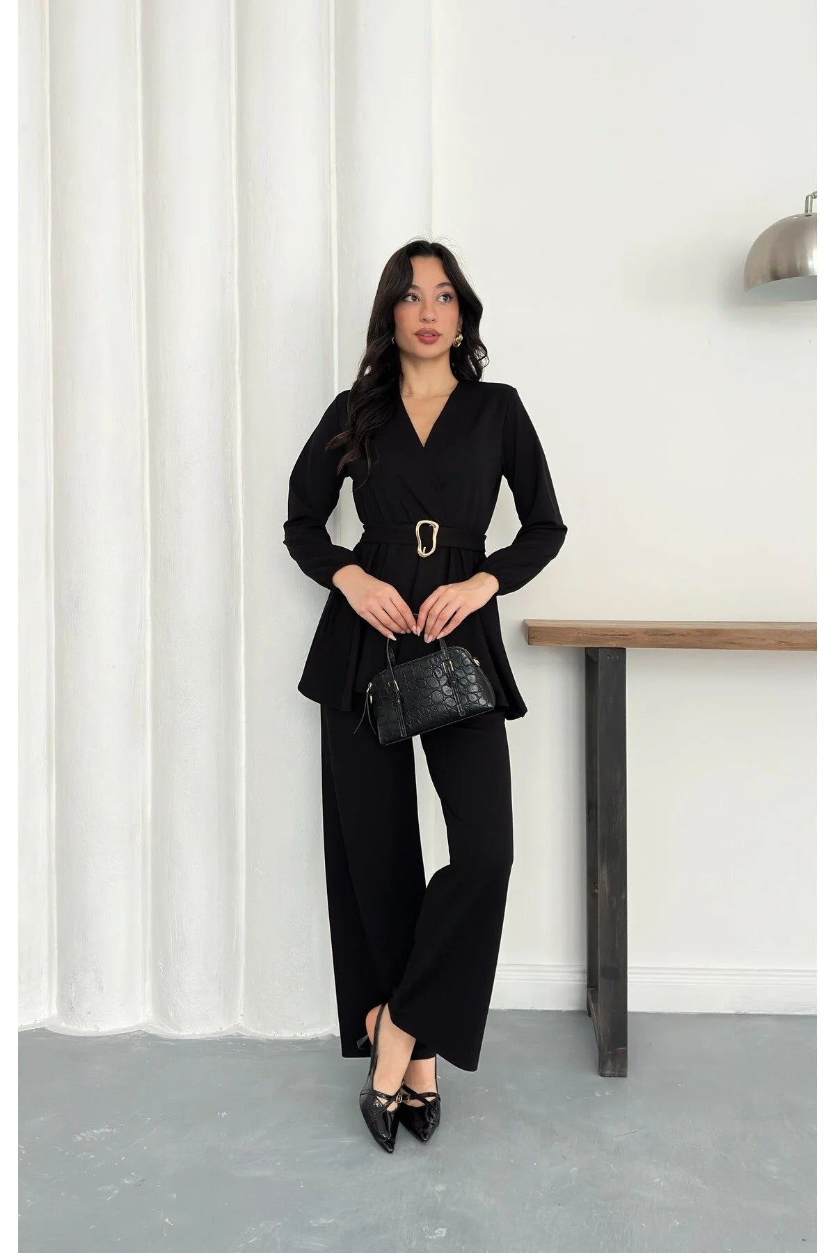 Velora Belted Peplum Co-Ord Set – Elegant 2 Piece Outfit