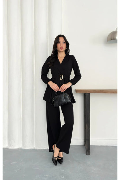 Velora Belted Peplum Co-Ord Set – Elegant 2 Piece Outfit