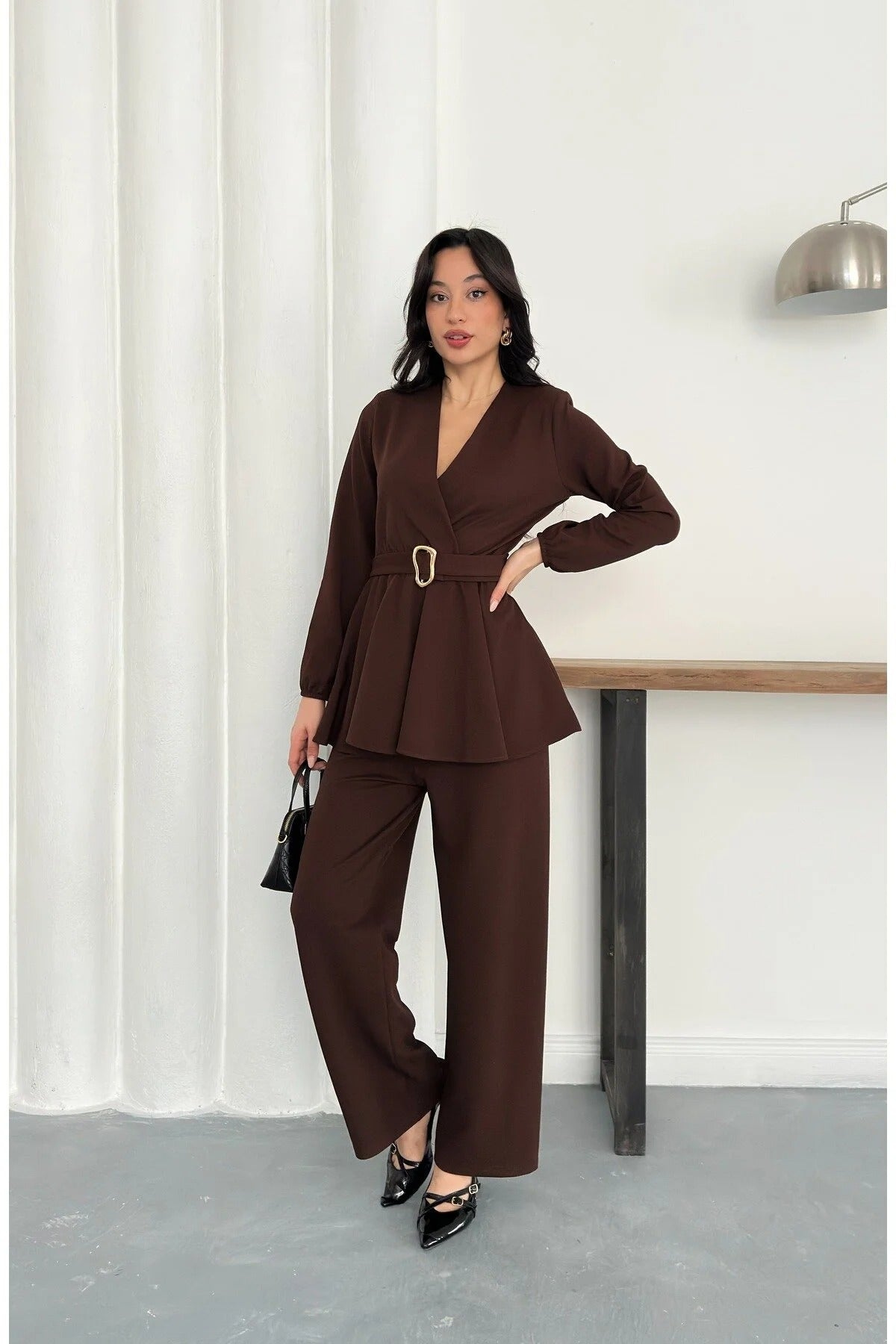 Velora Belted Peplum Co-Ord Set – Elegant 2 Piece Outfit