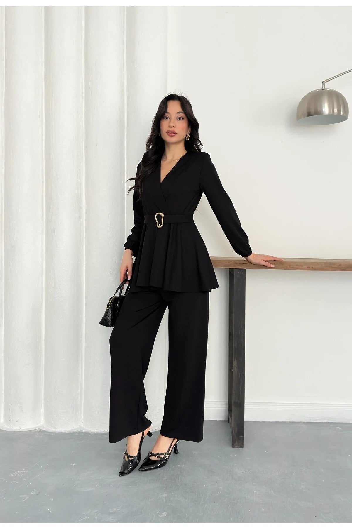 Velora Belted Peplum Co-Ord Set – Elegant 2 Piece Outfit