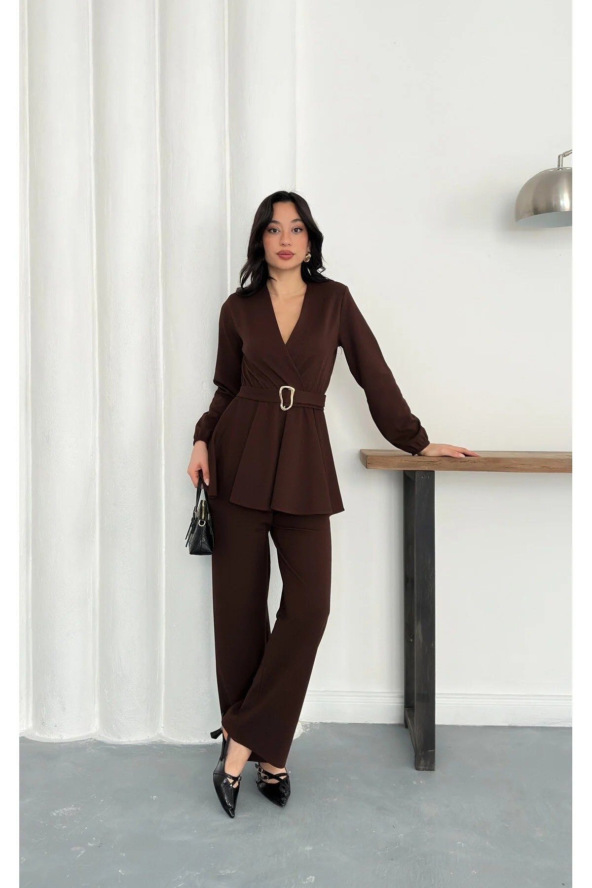 Velora Belted Peplum Co-Ord Set – Elegant 2 Piece Outfit