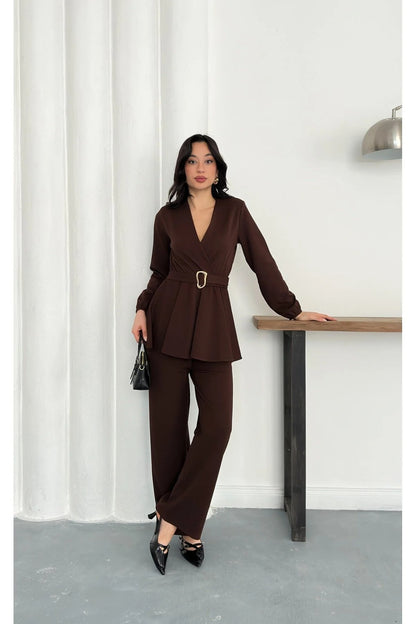 Velora Belted Peplum Co-Ord Set – Elegant 2 Piece Outfit