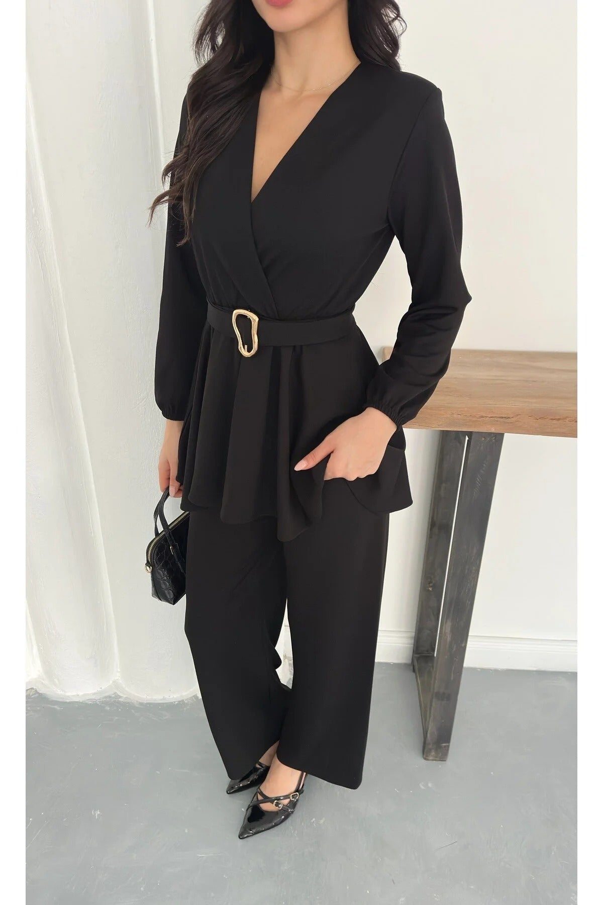 Velora Belted Peplum Co-Ord Set – Elegant 2 Piece Outfit