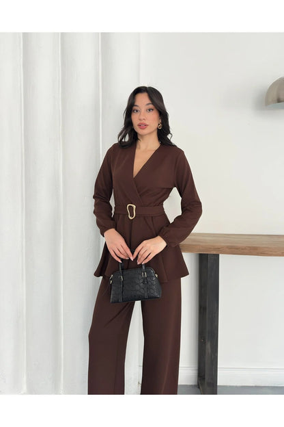 Velora Belted Peplum Co-Ord Set – Elegant 2 Piece Outfit
