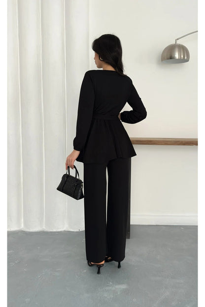 Velora Belted Peplum Co-Ord Set – Elegant 2 Piece Outfit