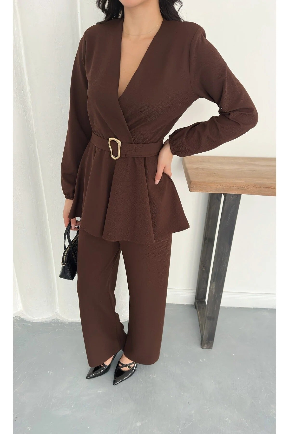 Velora Belted Peplum Co-Ord Set – Elegant 2 Piece Outfit