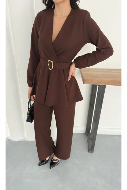 Velora Belted Peplum Co-Ord Set – Elegant 2 Piece Outfit