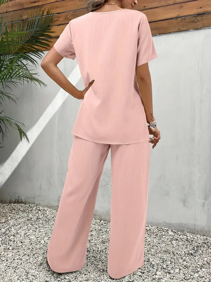 Mocha Women's Casual Two-Piece Set (TOP+BOTTOM)