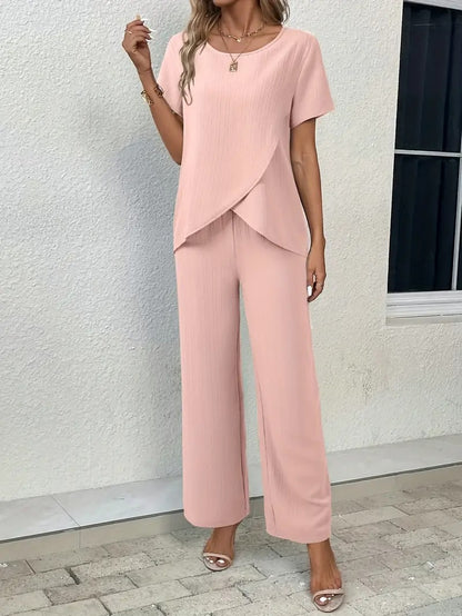 Mocha Women's Casual Two-Piece Set (TOP+BOTTOM)