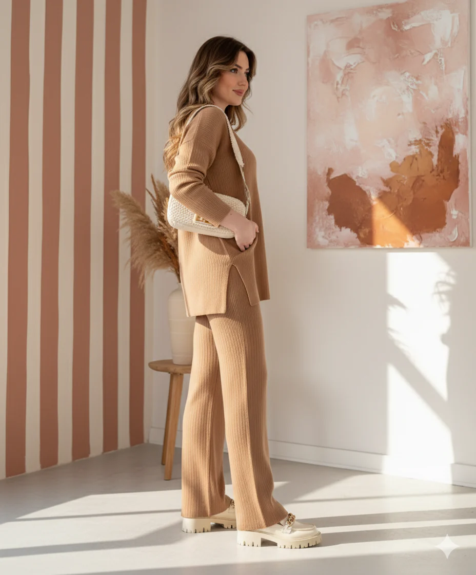 CozyRib Women’s Knit Co-ord Set (Top + Pants)